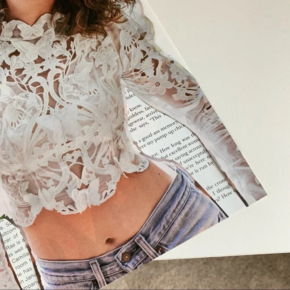 Editorial Collage‎ Wall Art Rose Byrne Lace Blouse Chic Modern Aesthetic